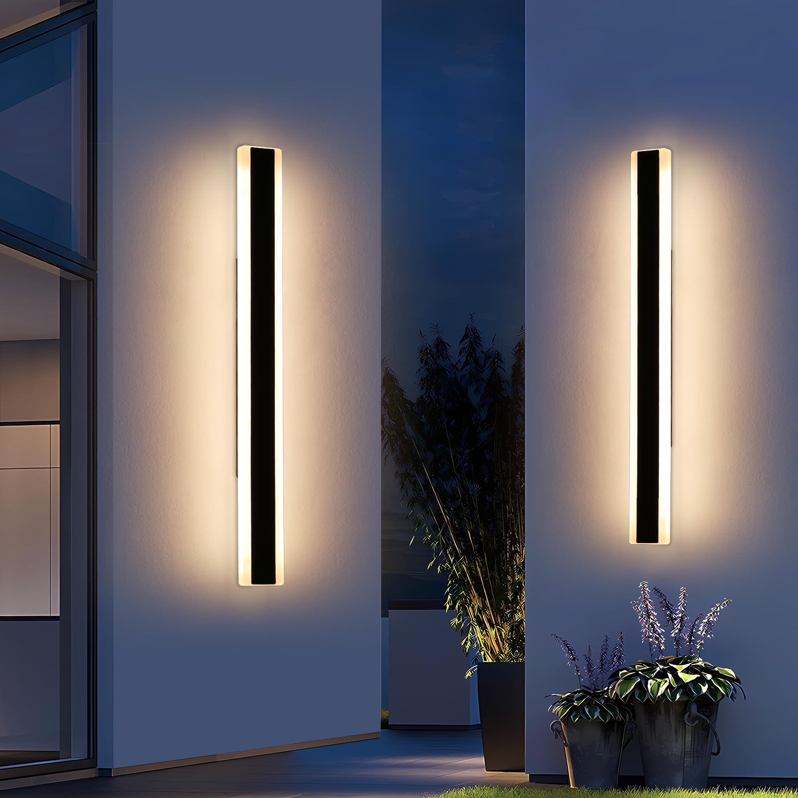 Mikeru 6500k Cool White Outdoor Wall Light, 150cm Modern Porch Wall Light, LED Vertical Long Acrylic Garden Fixture, IP65 Waterproof for Balcony, Living Room, Garage, Patio