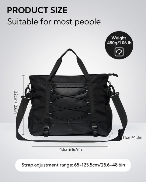 Waterfly Sports Gym Bag Small Duffle Bag for Women Men Water Resistant Weekend Travel Overnight Holdall Bag for Swimming Fitness Black