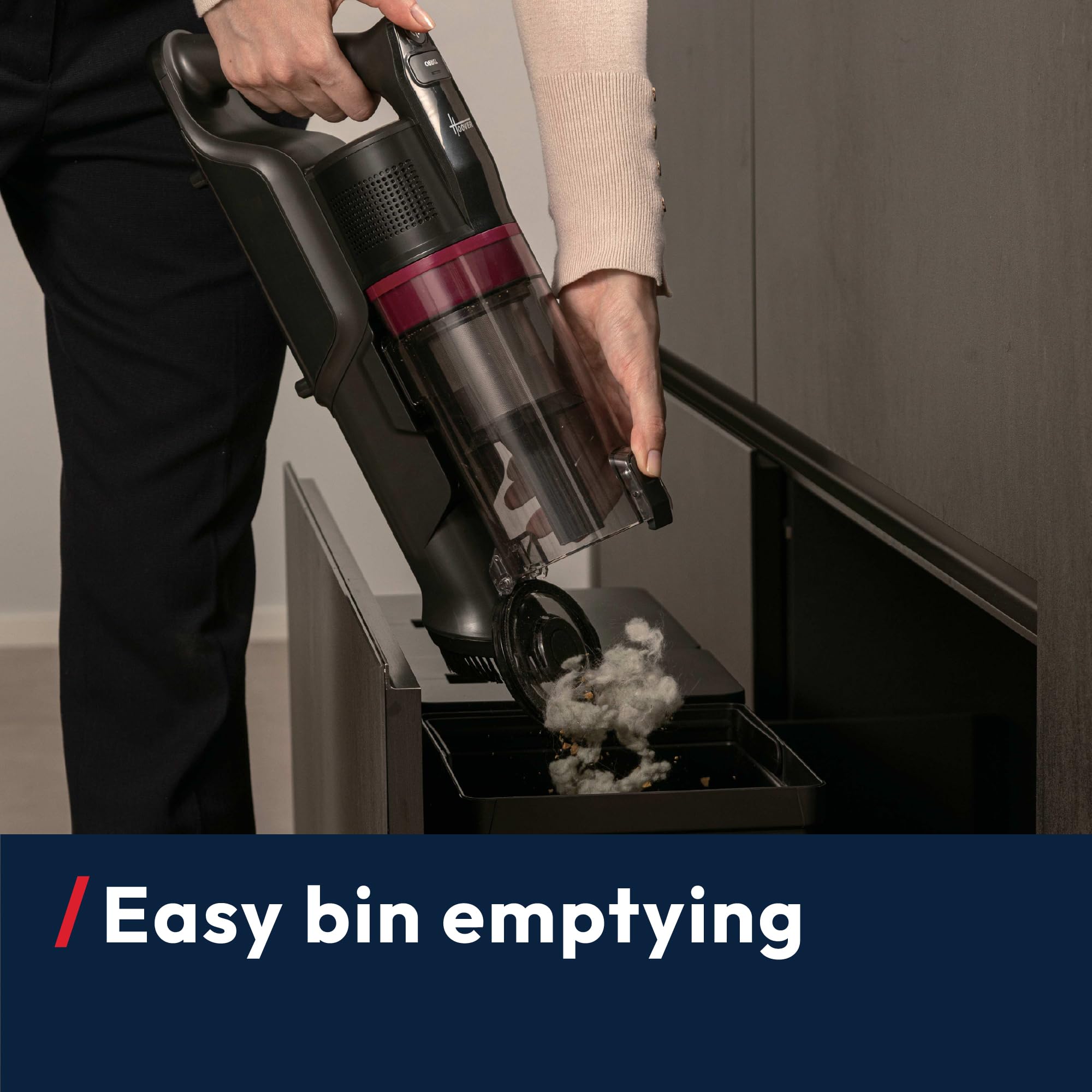 Hoover HF1 Plus Cordless Stick Vacuum Cleaner with Turbo Suction Mode, Up to 45 Min Runtime, Rechargable, Multi-Floor Nozzle, Anti Hair Wrap, Handheld Capability, 165w [HF1PZ10H]