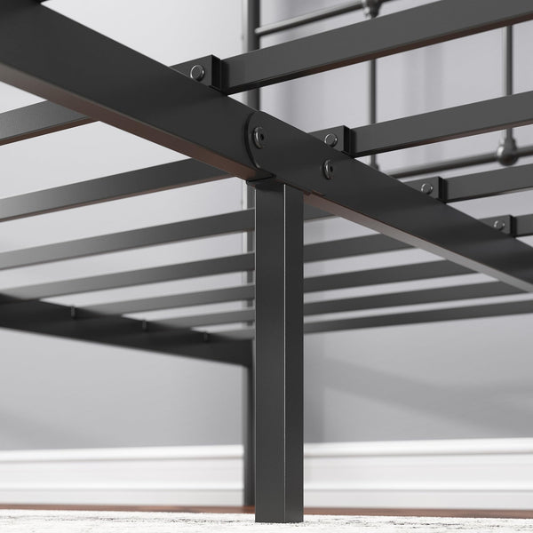 Zinus Nicholas Super King Bed Frame - Bed 180x200 cm - 30 cm Height - Metal Platform Bed Frame with Headboard and Footboard - Black