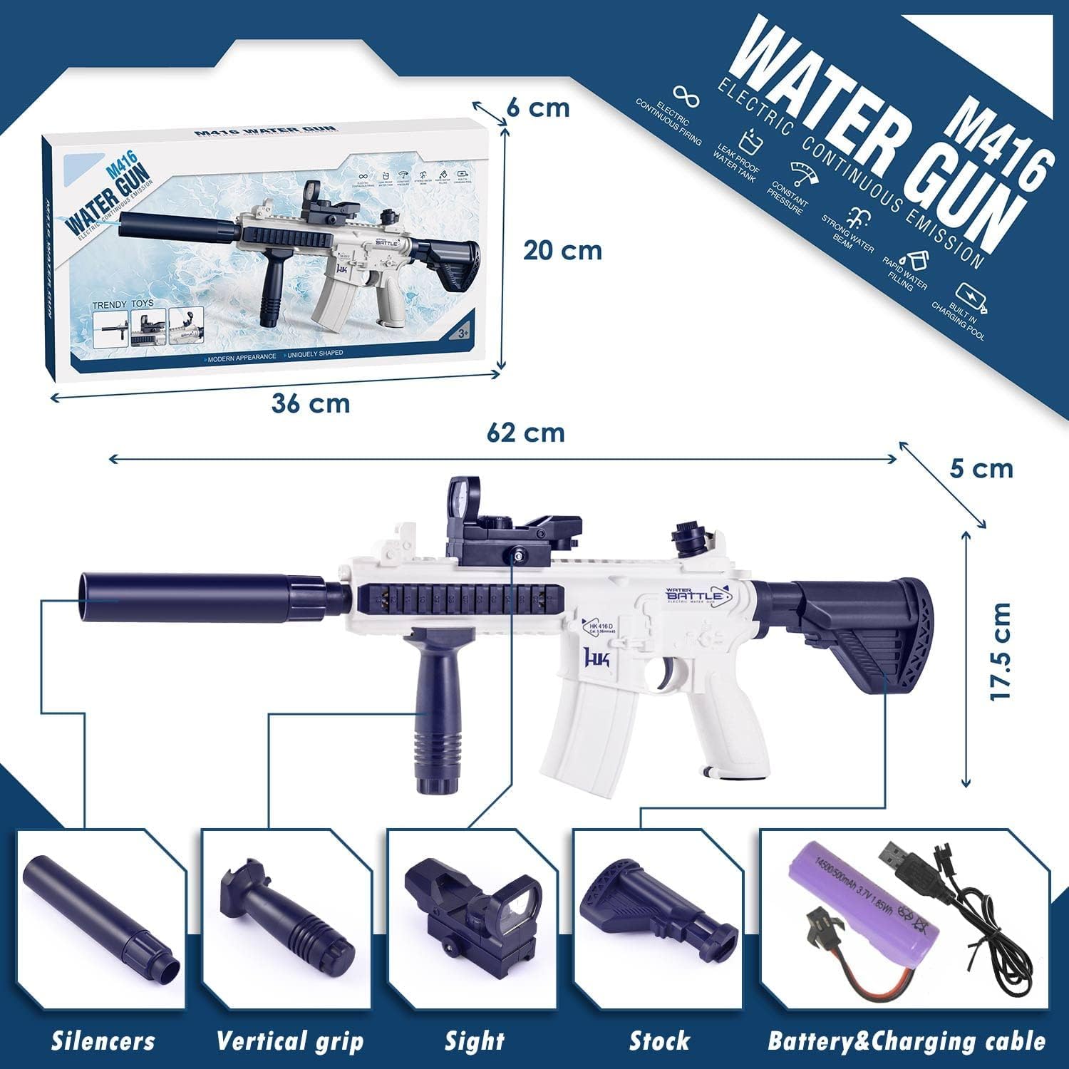 Electric Water Gun, Ultra-Long Range One-Touch Automatic Water Gun, Large Capacity Ultra-Long Standby, Suitable For Children Adults Summer Pool Party Beach Outdoor Use.