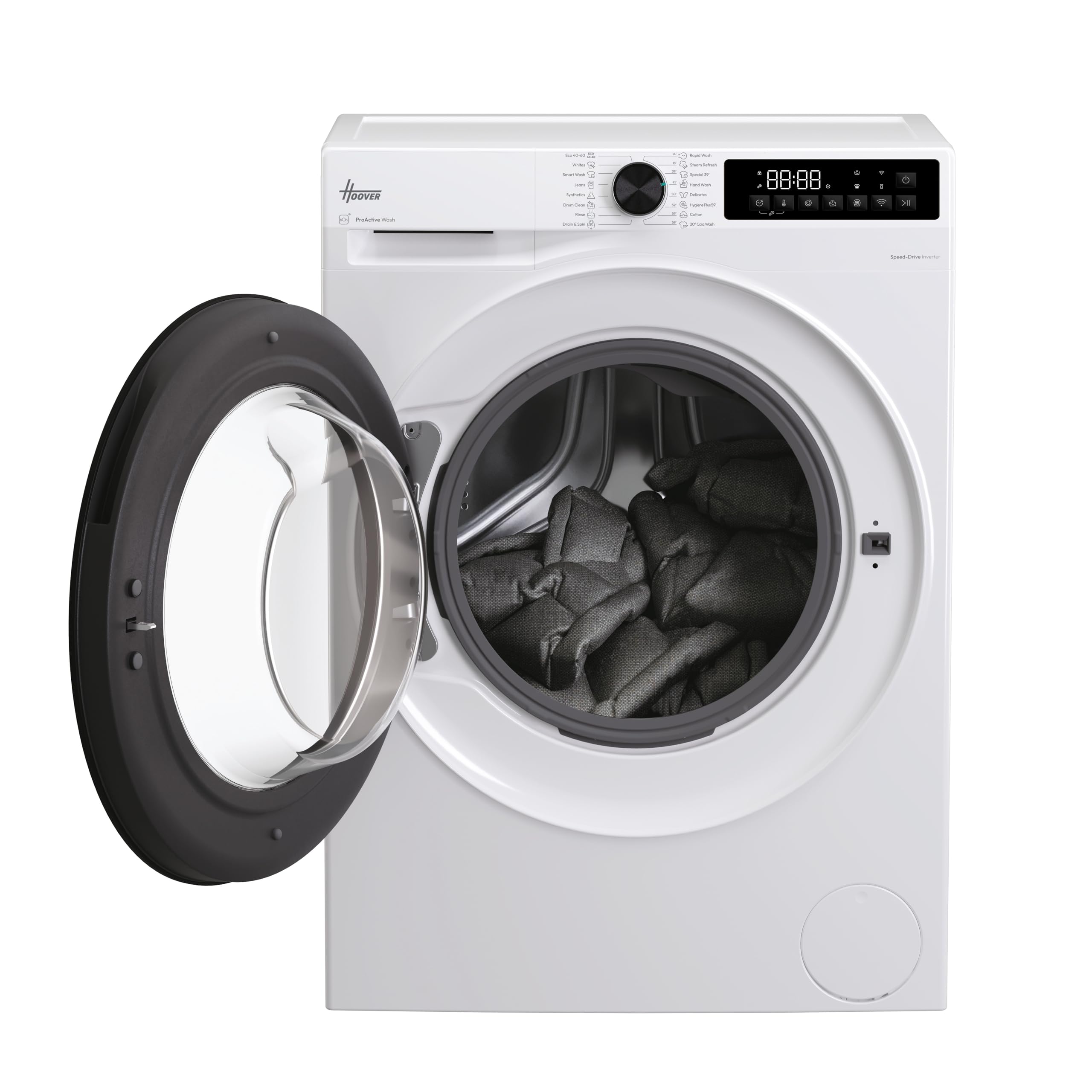 Hoover H-WASH 350 9kg Freestanding Washing Machine, 1400 RPM, A Rated, ECO-Power Inverter Motor, hOn App, 60 Programmes, Eco Doser, Power Care System, Graphite, 60x54x85 cm - H3WPS496TAMBR680