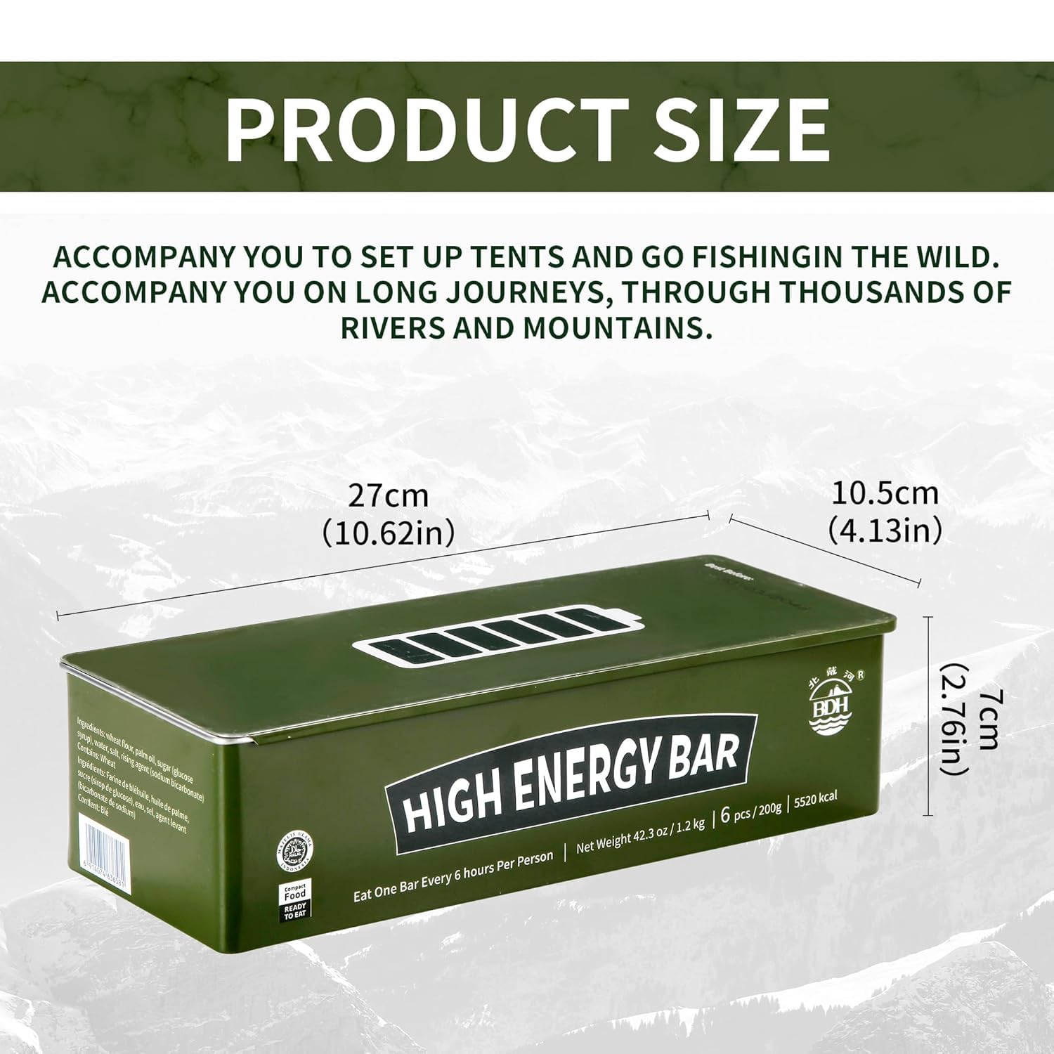 Emergency Food Rations Meal Ready To Eat, Long Self Life 18400 Calorie Survival Tabs Perfect for Camping, Hiking, Army Outdoor Disaster, 20 Pack with Tin Box