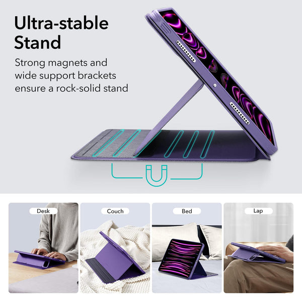 ESR for iPad Pro 12.9 Case (6th/5th Generation, 2022/2021), Removable Magnetic Cover, Adjustable Portrait/Landscape Stand with Raised Display View, 9 Standing Angles, Shift Series, Black