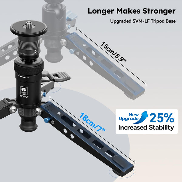 SIRUI SVM-145 Camera Monopod with Feet for Photography, 145cm Carbon Fibre Camera Monopod with Removable Tripod Stand Base, for DSLR, Camcorder, Max Load 10kg