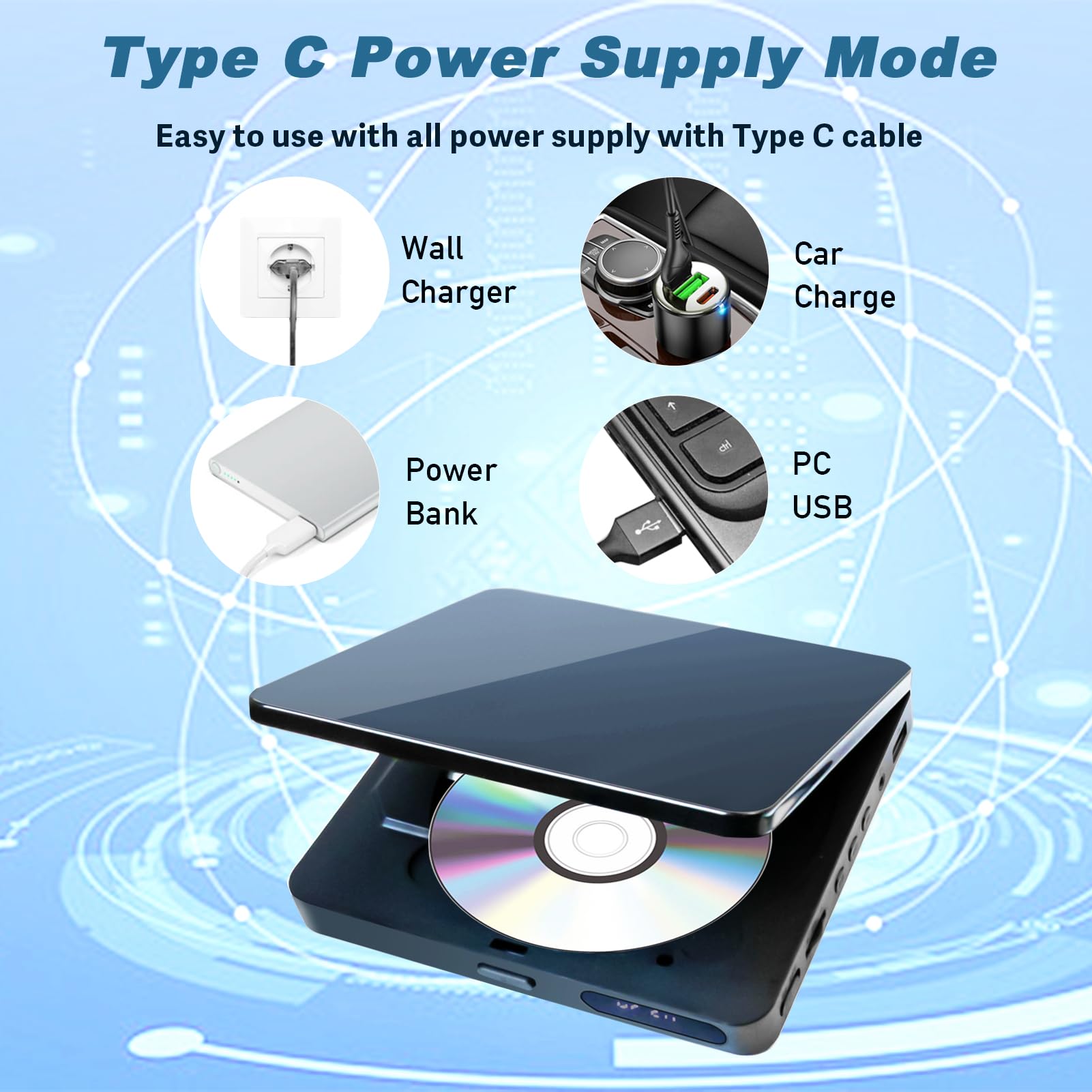 Mini DVD Player, DVD/CD Player for TV, All Region Free 1080P HD with RCA/HDMI Cables, Remote Control, Breakpoint Memory, Built-in PAL/NTSC, USB Input