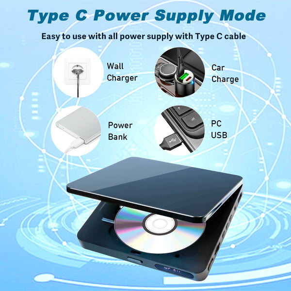 Mini DVD Player, DVD/CD Player for TV, All Region Free 1080P HD with RCA/HDMI Cables, Remote Control, Breakpoint Memory, Built-in PAL/NTSC, USB Input