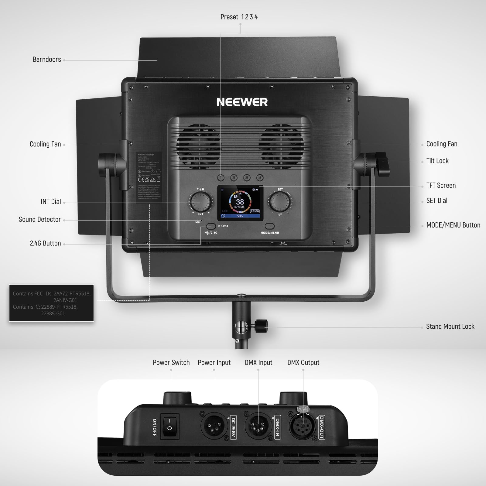 NEEWER Upgraded 660 PRO II RGB LED Video Light with App Control & Tripod Stand Kit, 2 Pack 50W/1% Min Dimming/CRI97+/3200~5600K Key Lighting for Game Streaming YouTube Recording Studio Photography