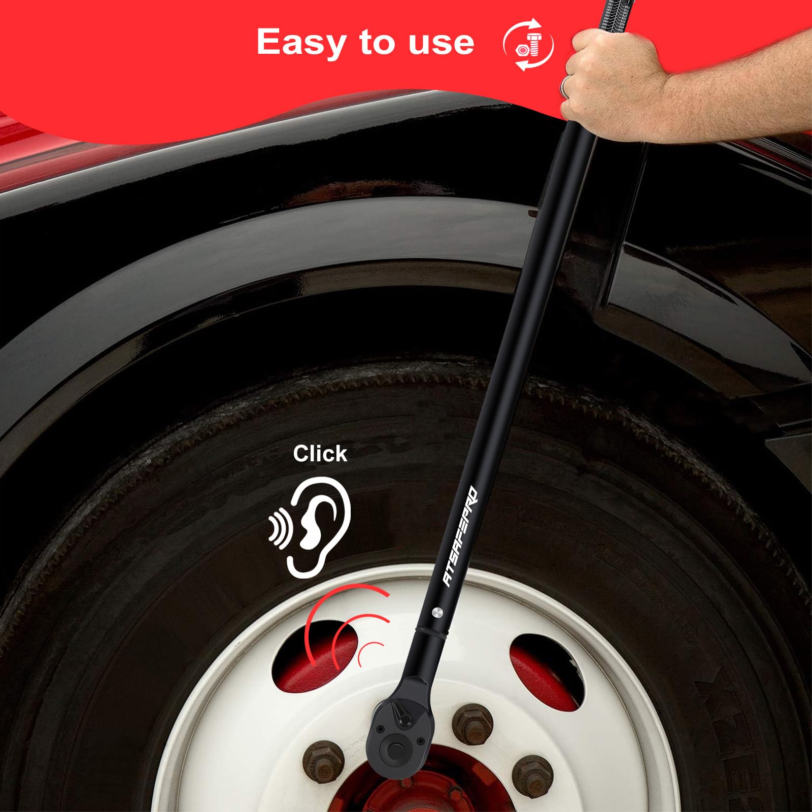 ATsafepro Torque Wrench 3/4 Inch, 100-600 Nm Torque Wrenchs, ±3% Error Accuracy with 48 Teeth Dual-Direction Adjustable for Repair of Car, Truck, Tractor