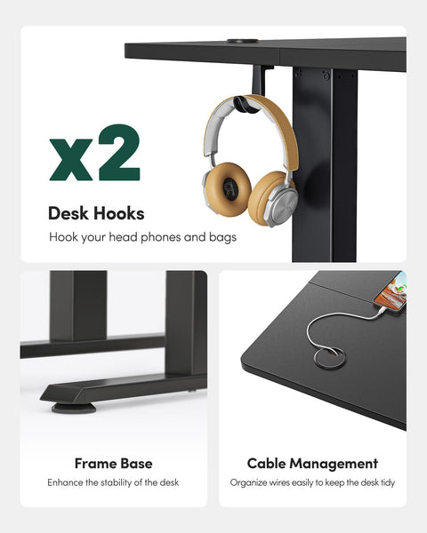 FEZIBO Height Adjustable Electric Standing Desk, 120 * 60 cm Stand up Table, Sit Stand Home Office Desk with Splice Board, White Frame/Maple Top