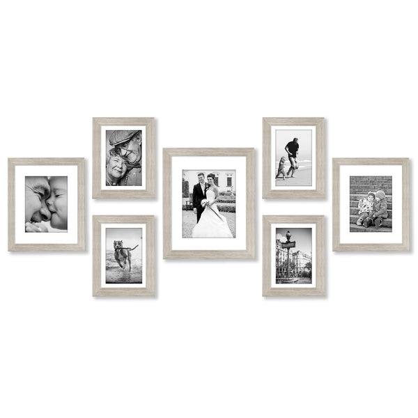Americanflat 7 Piece Gallery Wall Frame Set in Driftwood - One 11x14, Two 8x10, Four 7x5 - Collage Photo Frames with Horizontal and Vertical Formats