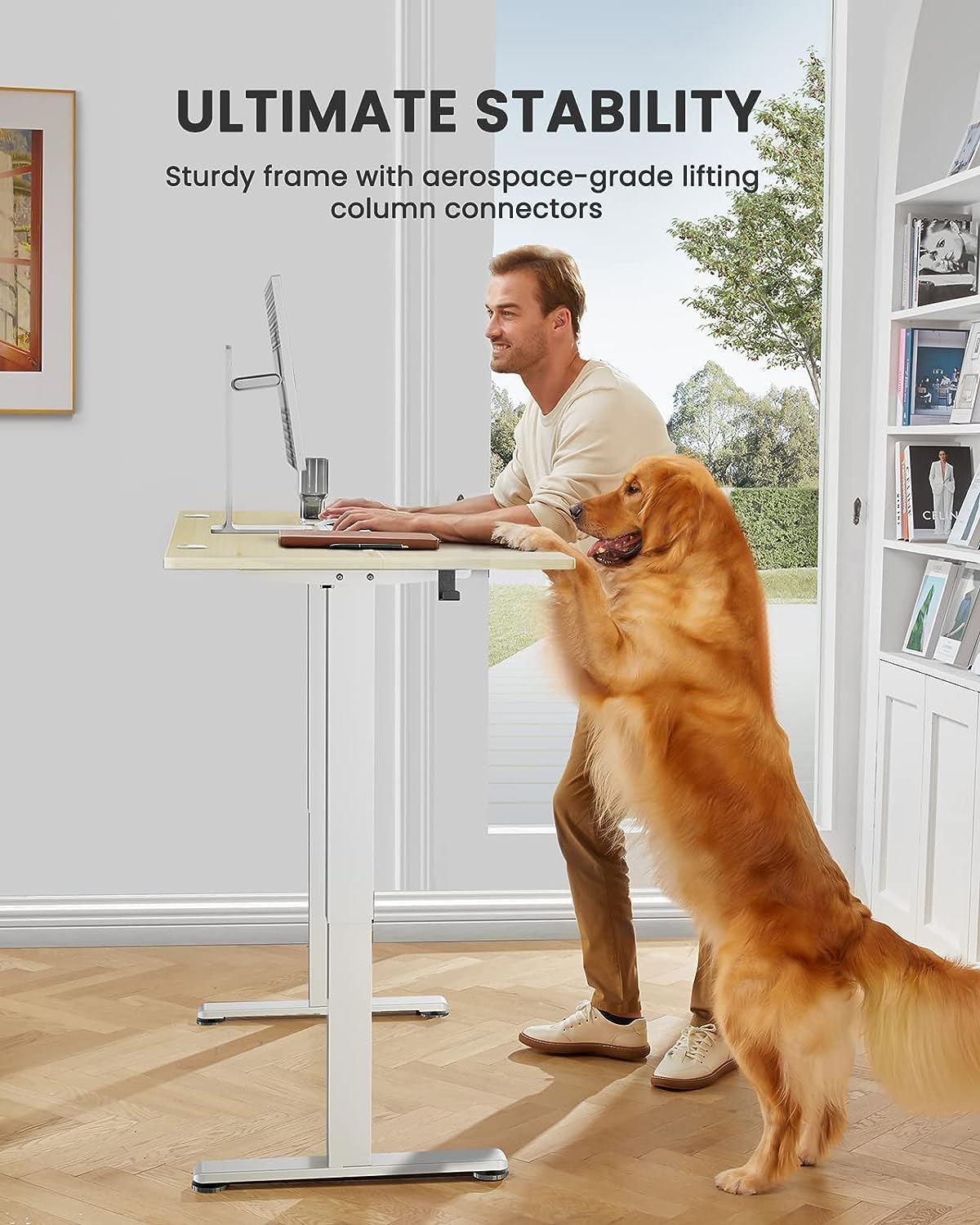 ErGear Electric Standing Desk Height Adjustable 120 x 60cm, Sit Stand Desk with 4 Memory Smart Pannel for Home Office with Splice Board