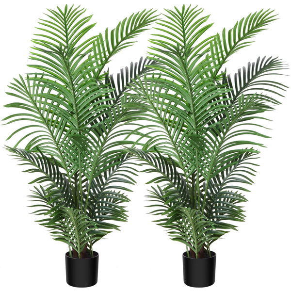 Fopamtri Artificial Plants Indoor Faux Areca Palm 120 cm in Plastic Pot Large Fake Tropical Palm Plants with Artificial Foliage for Home House Office