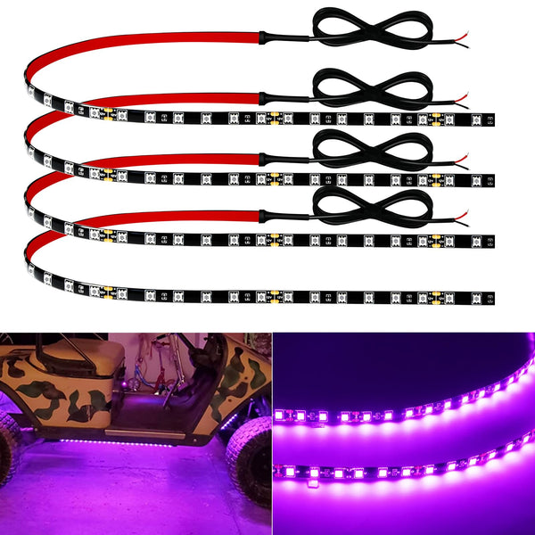 Motorbike Underglow 12V Led Strip Lights Neon Interior Car Lights Connectable Red Led Light Strips 12V for Cars Interior Lights Boat Marine Trucks 4Pack(60cm/24" Red)