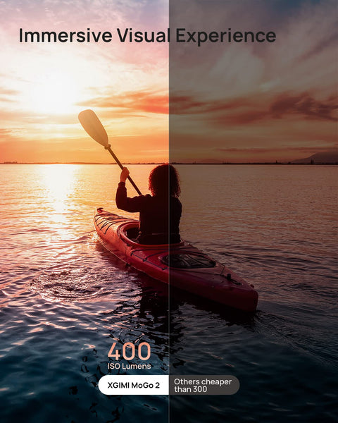 XGIMI MoGo 2 Mini Projector, 400 ISO Lumens Portable DLP Movie Projector, Smart HD, Auto Focus, Object Avoidance, Screen Adaption, with WiFi and Bluetooth, Android TV 11.0, Projector for Bedroom