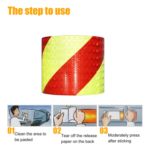 XFXIA Reflective Tape - Yellow & Black, 10cm x 20m, Waterproof, Self-Adhesive Warning Tape for Vehicles, Cars, Trailers, Outdoors