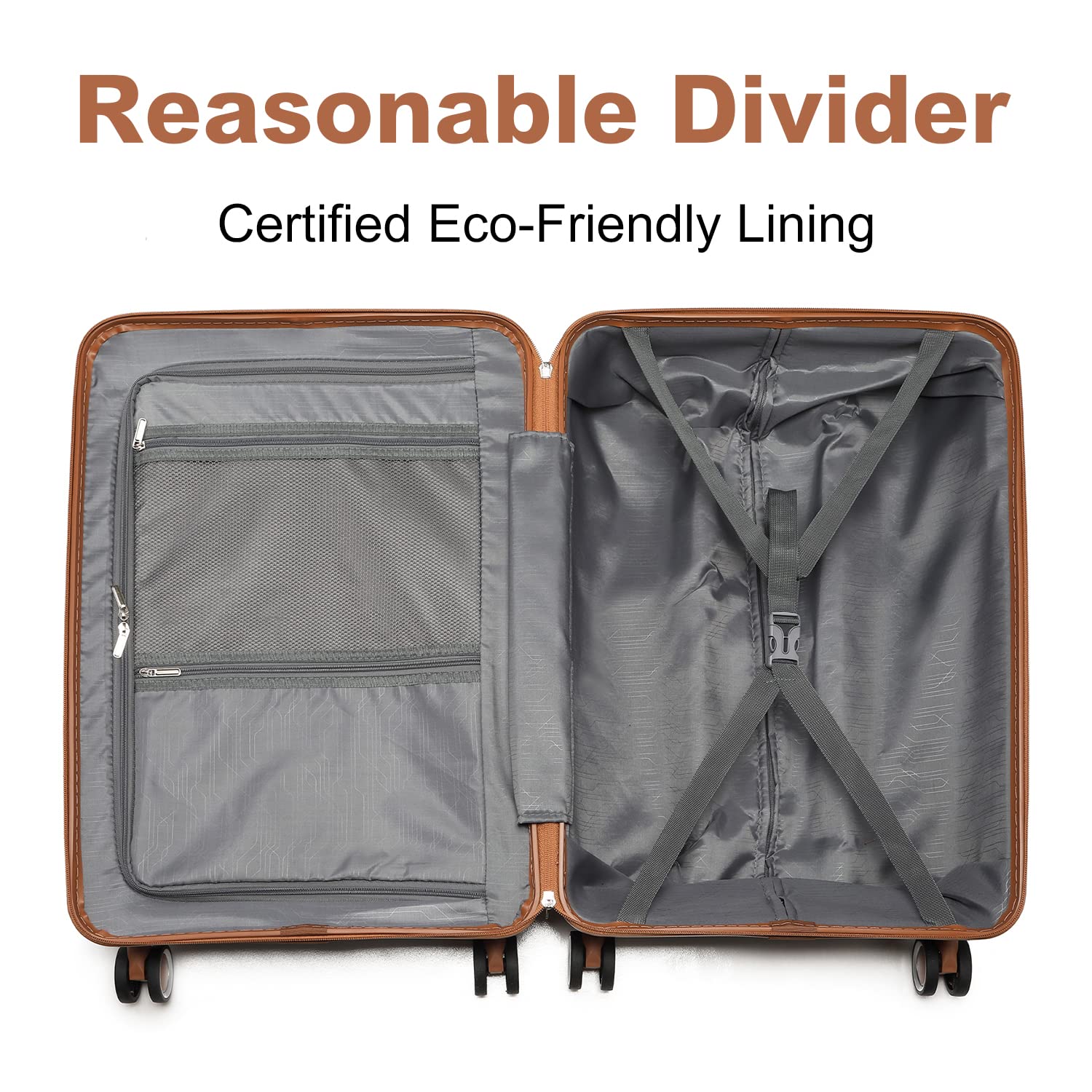 British Traveller 24" Medium Suitcase Lightweight Polypropylene Hard Shell Luggage Hold Check in Suitcase with 4 Wheels and Built-in TSA Lock(Navy, 66cm 60L)