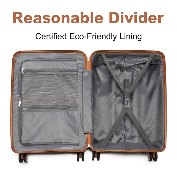 British Traveller 24" Medium Suitcase Lightweight Polypropylene Hard Shell Luggage Hold Check in Suitcase with 4 Wheels and Built-in TSA Lock(Navy, 66cm 60L)