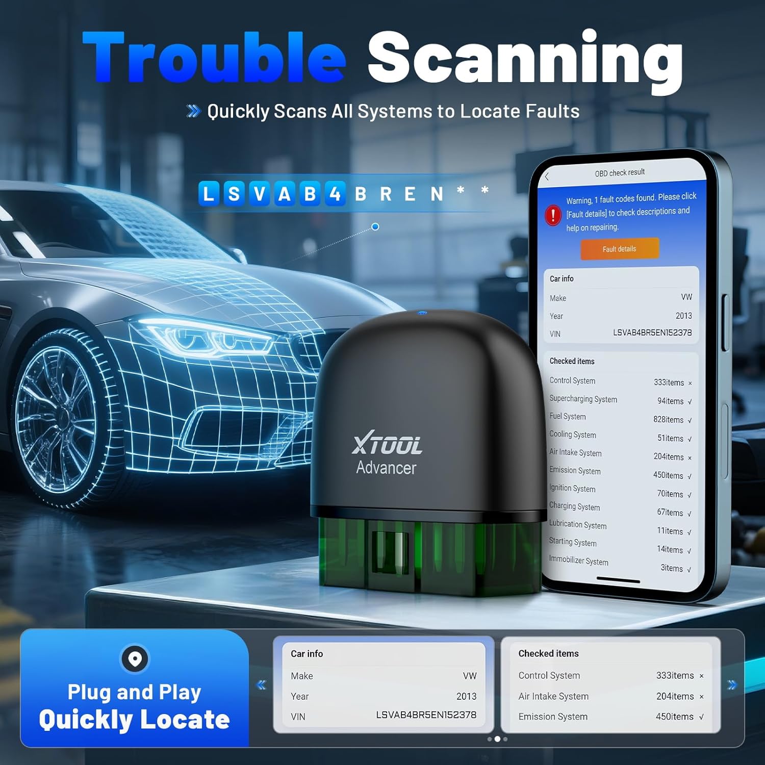 XTOOL AD20 Pro OBD2 Scanner, Wireless Full System OBD2 Code Reader Car Diagnostic Tool, Free Update, Oil Reset, Smog Check, Performance Test, Voltage Test, Engine Fault Code Reader for iOS & Android