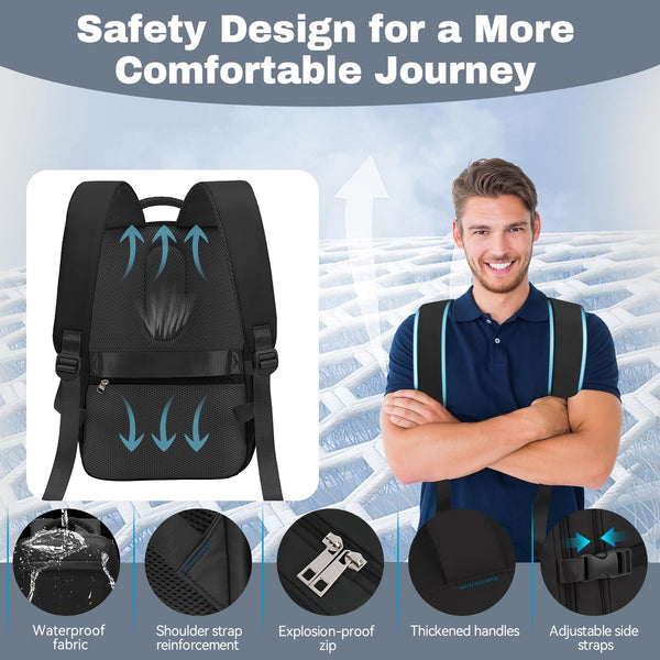 Xkdoai for Ryanair Cabin Bags 40x20x25, Travel Backpack Underseat Hand Luggage Carry-ons Airplanes Flight Bag Suitcases for Men Women