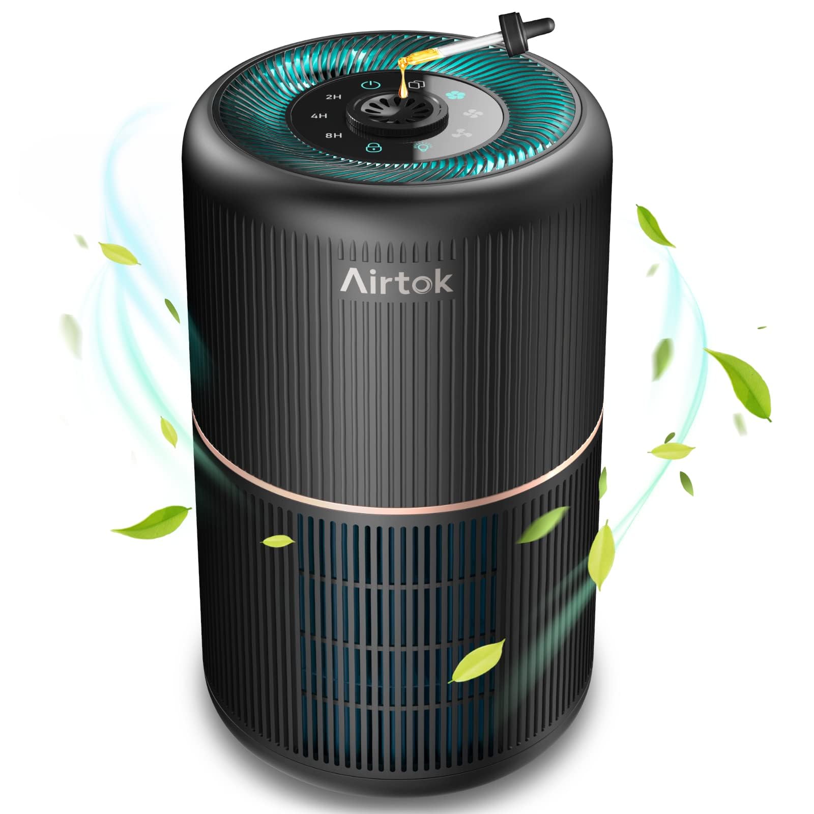 AIRTOK Air Purifiers, Air Purifier for Home Bedroom with Fragrance Sponges | 4 in 1 H13 True HEPA Air Filter 99.97% Remove Smoke Dust Pollen Pet