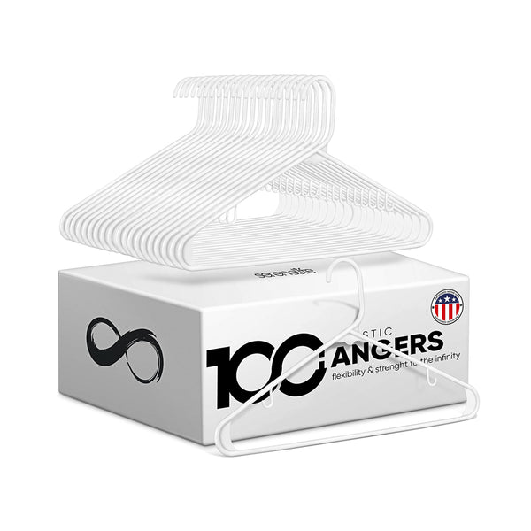 SereneLife, Plastic Coat Hangers, White Plastic Hangers, Plastic Hangers 100 Pack, Heavy Duty Clothes Hangers, Non-slip plastic Hangers for Clothes