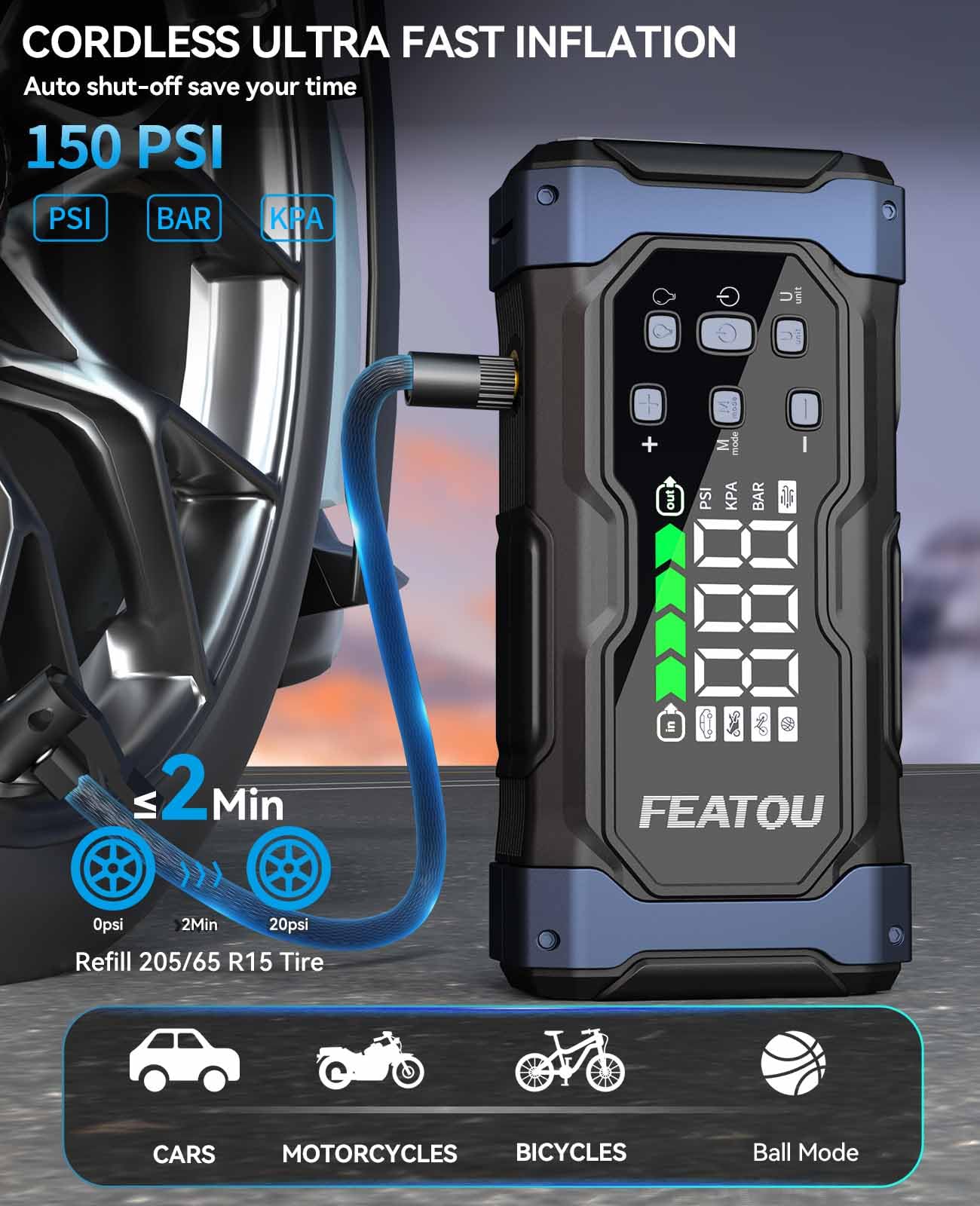 Car Battery Jump Starter 6000A with Air Compressor Tyre Inflator, Safeboost 12V Lithium Battery Booster Pack(for All Petrol/12L Diesel) with 30W Quick Charge, 74Wh Portable Power Bank, Digital Display