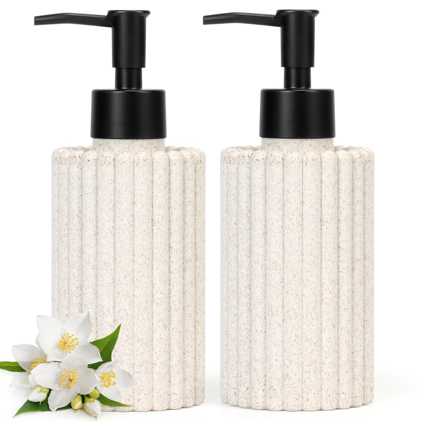 Topsky 2-Pack Soap Dispenser Set, 300ml Refillable Liquid Hand Wash & Lotion Dispenser with Black Pump, Durable & Leak-Proof for Elegant Kitchen,