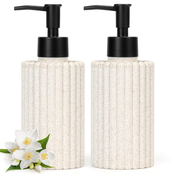 Topsky 2-Pack Soap Dispenser Set, 300ml Refillable Liquid Hand Wash & Lotion Dispenser with Black Pump, Durable & Leak-Proof for Elegant Kitchen,