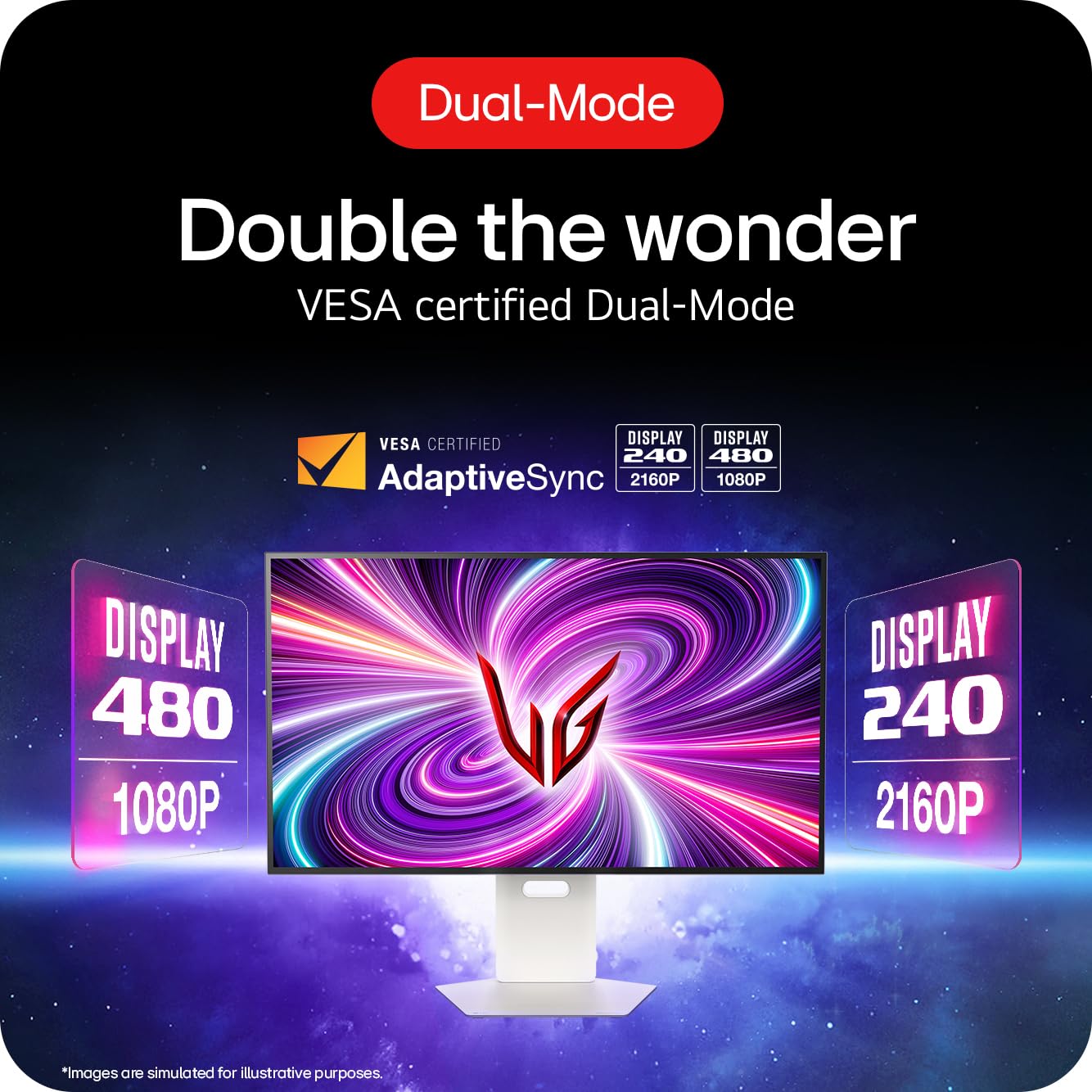 LG UltraGear OLED Gaming Monitor 32GS95UV-B, 32 inch UHD 4K, Dual mode 4K: 240Hz / FHD: 480Hz, 0.03ms Response Time, NVIDIA G-Sync & AMD FreeSync Premium Pro, 7W Stereo speakers, DisplayPort, HDMI 2.1