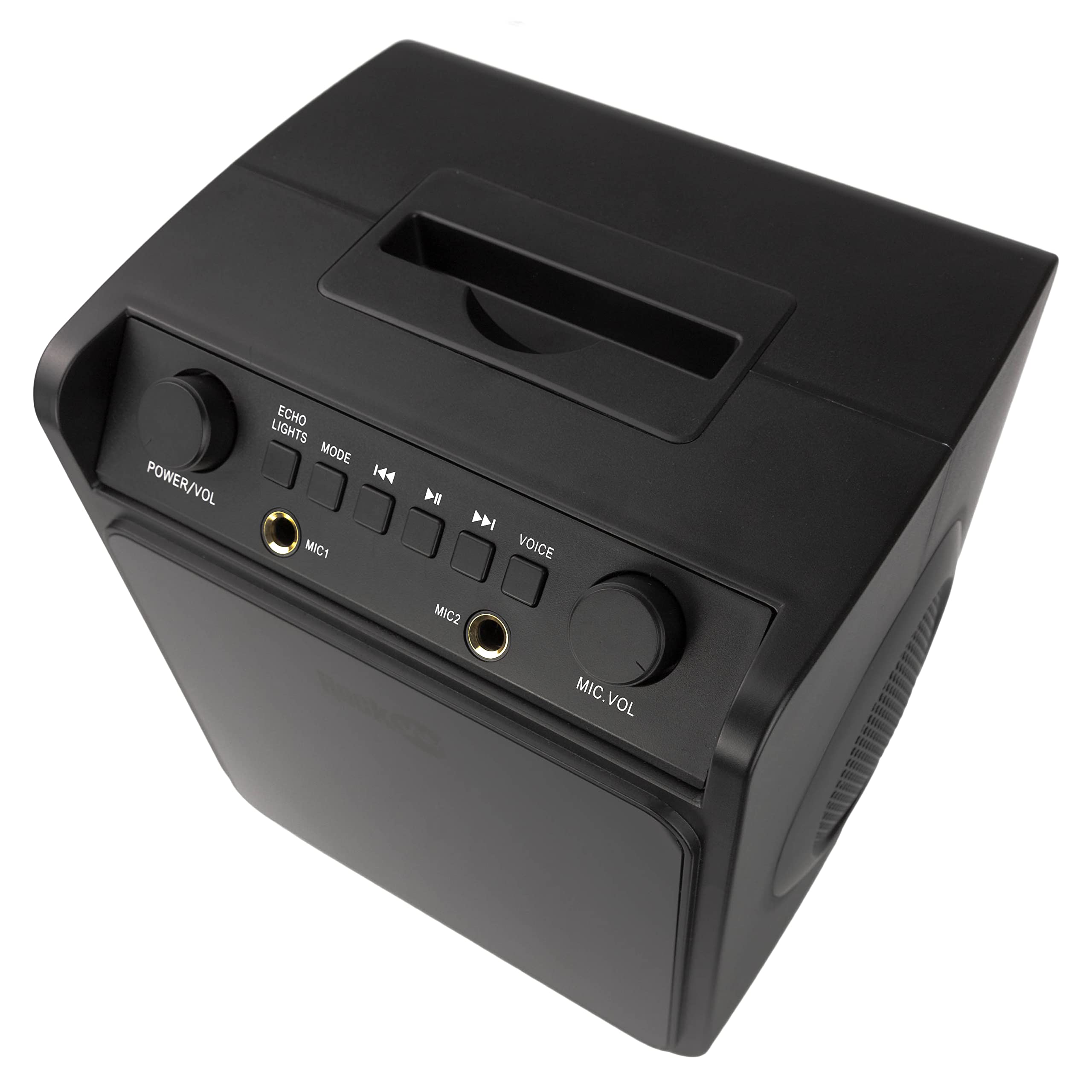 RockJam 10-Watt Rechargeable Bluetooth Karaoke Machine with Two Mics, Lightshow & Voice Effects