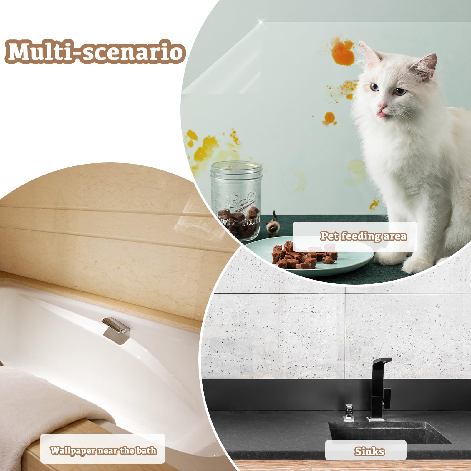 Hode Clear Sticky Back Plastic Roll, Book Cover Film for School Kitchen Wall Furniture, Transparent Self Adhesive Vinyl Film, Waterproof Protector