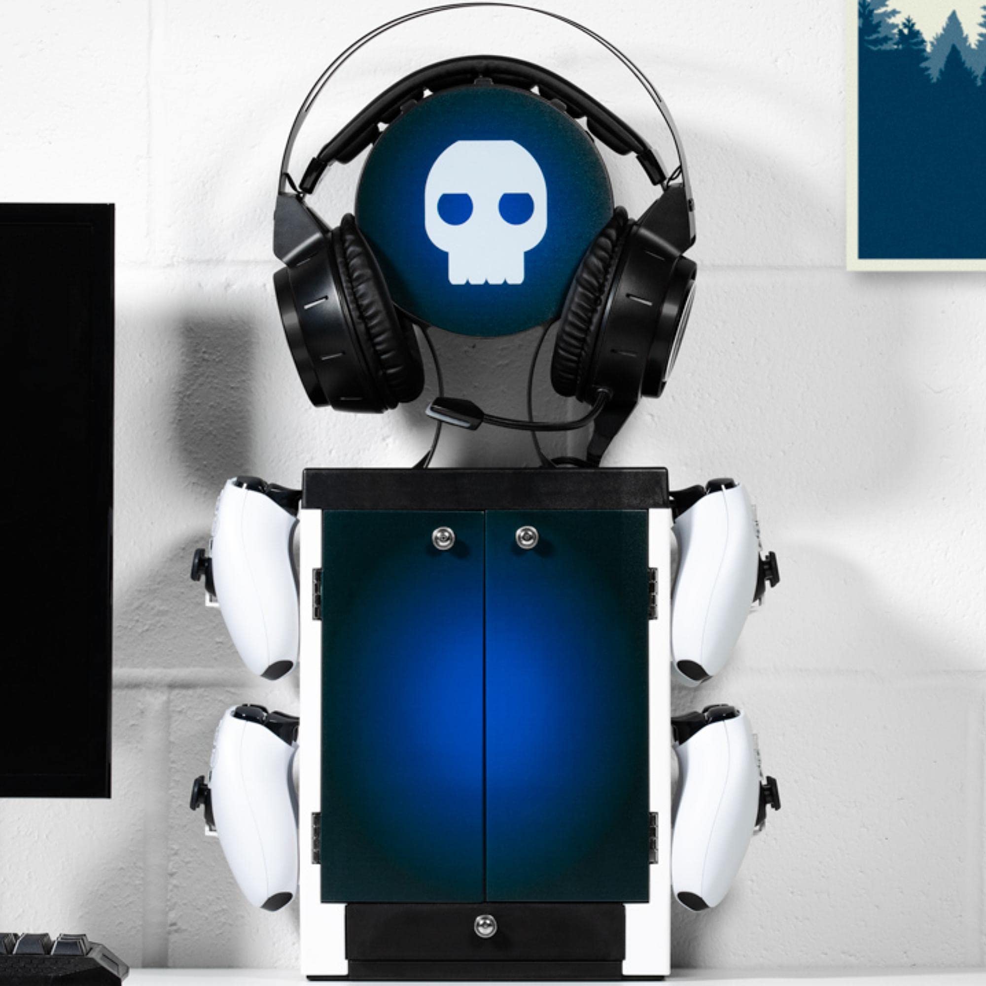 Numskull Official PS5-Inspired Gaming Accessory Locker & Storage Stand – Holds 10 Games/DVDs, 4 Controllers, Headset, and Accessories – Durable & Compact Organizer – Official PS5-Inspired Merchandise