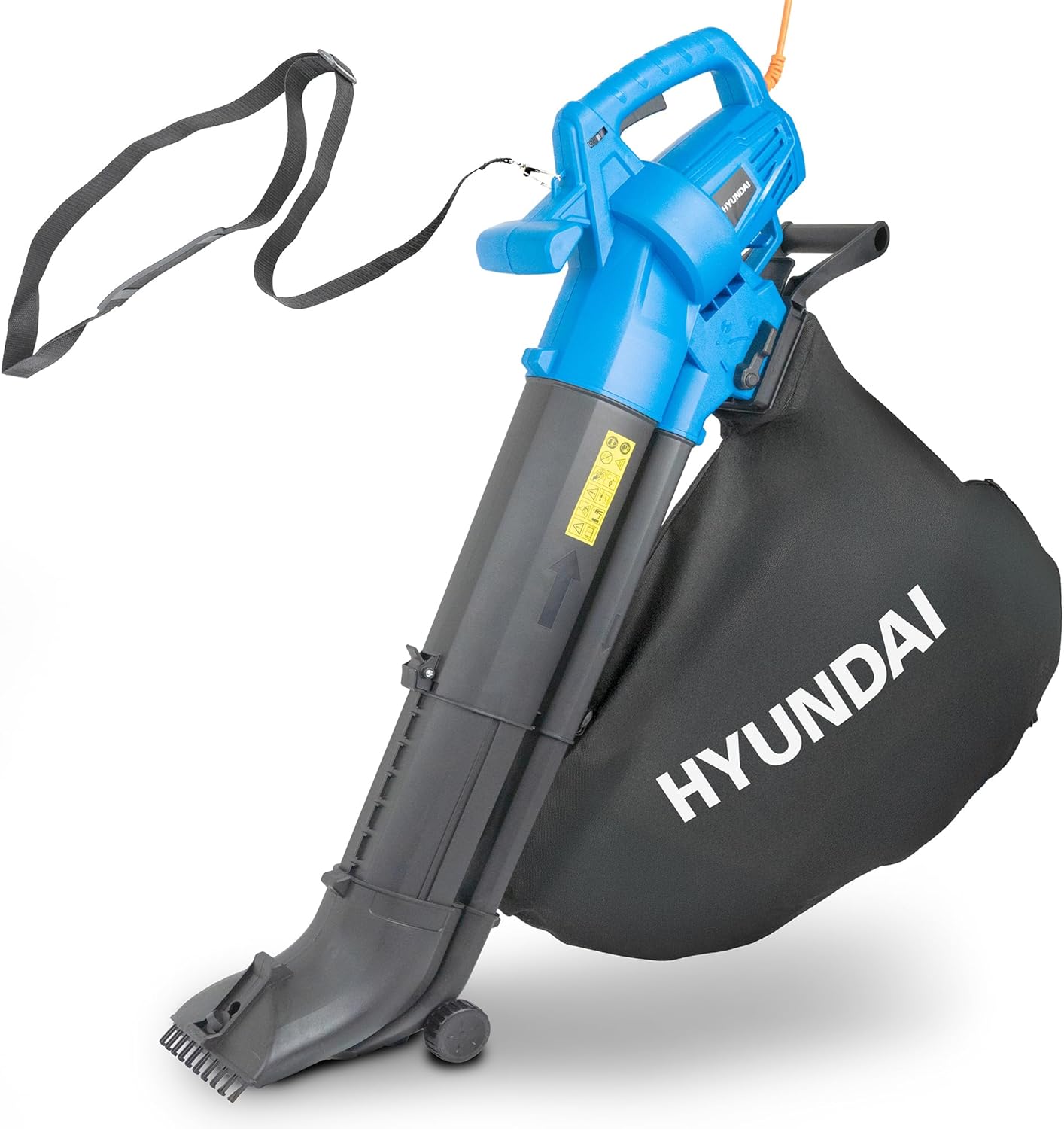 Hyundai Leaf Blower, Garden Vacuum & Mulcher with Large 45 Litre Collection Bag, 12m Cable, 62-170mph Variable Airspeed, Reaches Whole Garden & 3 Year Warranty, Blue