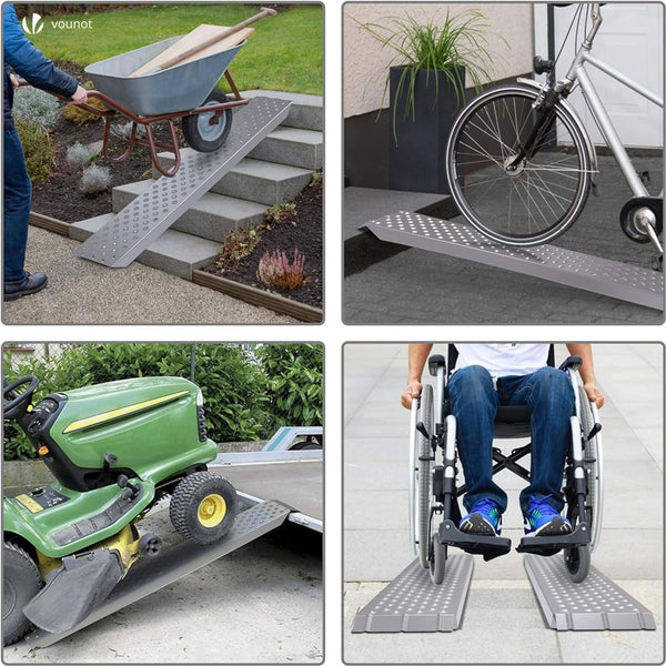 VOUNOT® Loading Ramps, Set of 2 Heavy Duty Steel Ramps, for Van, Lawnmower, ATV, Quad Motorcycle, Capacity 400 kg, 160 x 23 x 5 cm