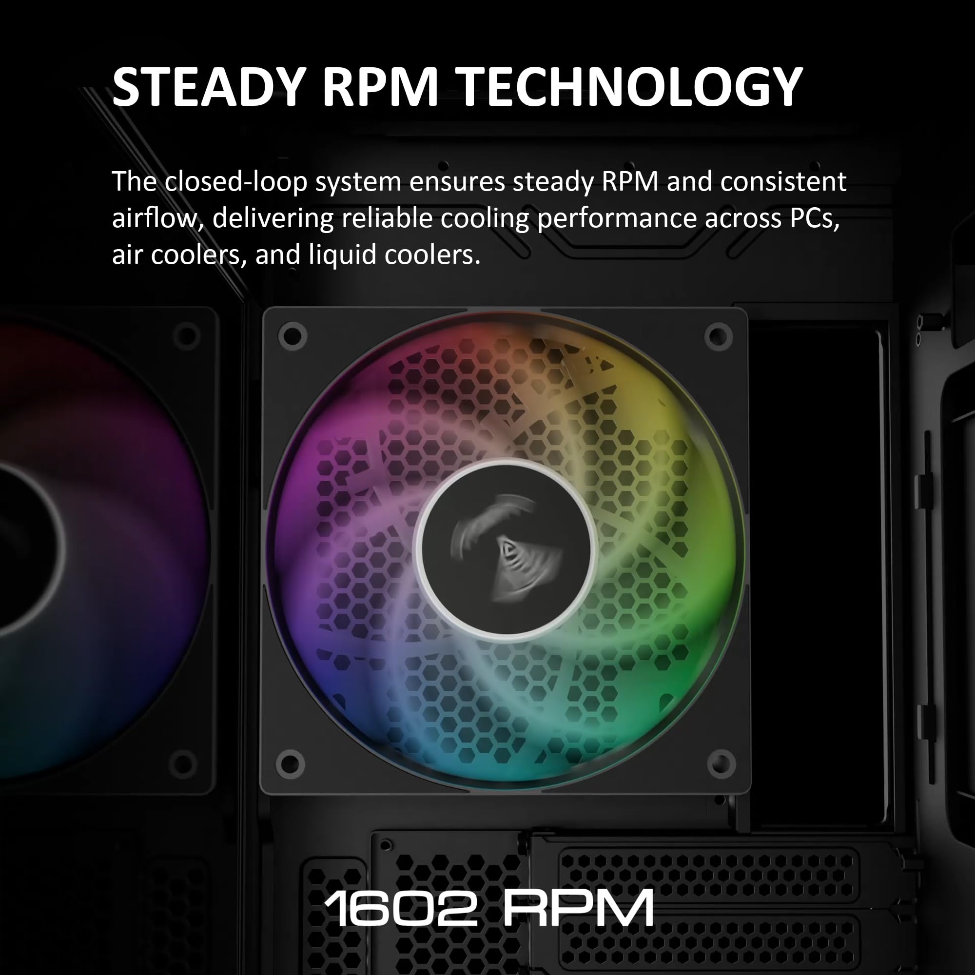 GAMDIAS NOTUS M1-1203 120mm ARGB PWM Fan (3 Pack), Include Reverse Blade x3, Daisy-Chain Connection, Closed-Loop Technology for Steady RPM on Cooler, Low-Noise Operation (Max. 1600RPM @25dBA), Black