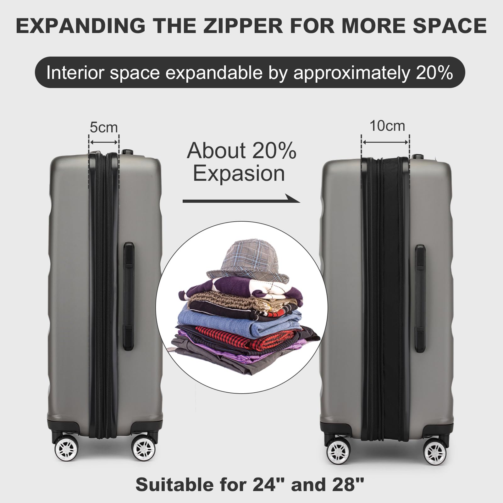 Kono Lightweight 28" Large Suitcase | Hard Shell with TSA Lock | 4 Dual Spinner Wheels | Expandable Design for Easy Travel | Perfect for Business & Vacation (Cream White,75x47.5x29.5cm)