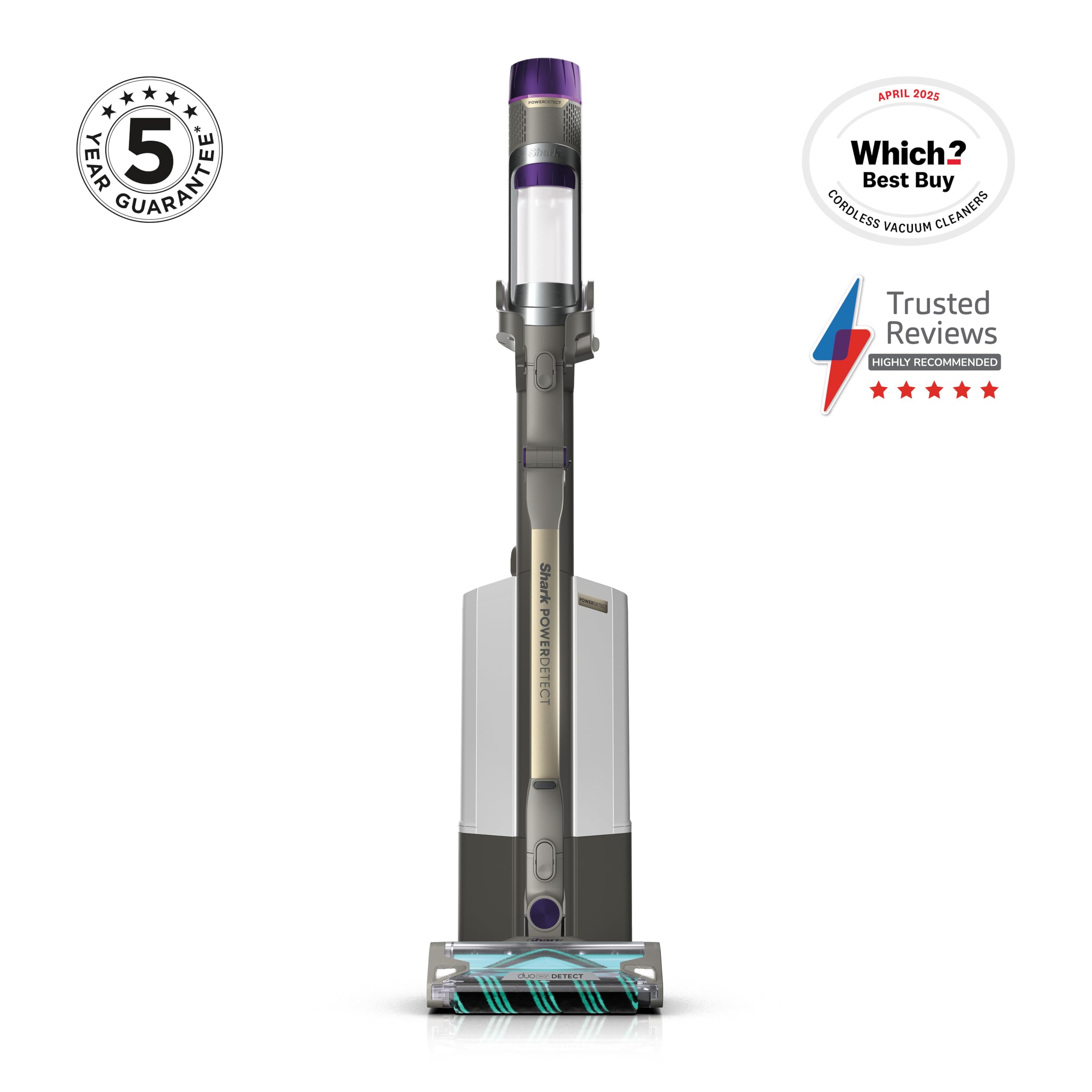 Shark PowerDetect Cordless Vacuum Cleaner, DuoClean Detect, Reverse Clean, Anti Hair Wrap Plus, Lightweight, 70 Min Runtime, Pet, Crevice & Multi-Surface Tools, Flexible, Handheld Mode, Grey IP1251UKT