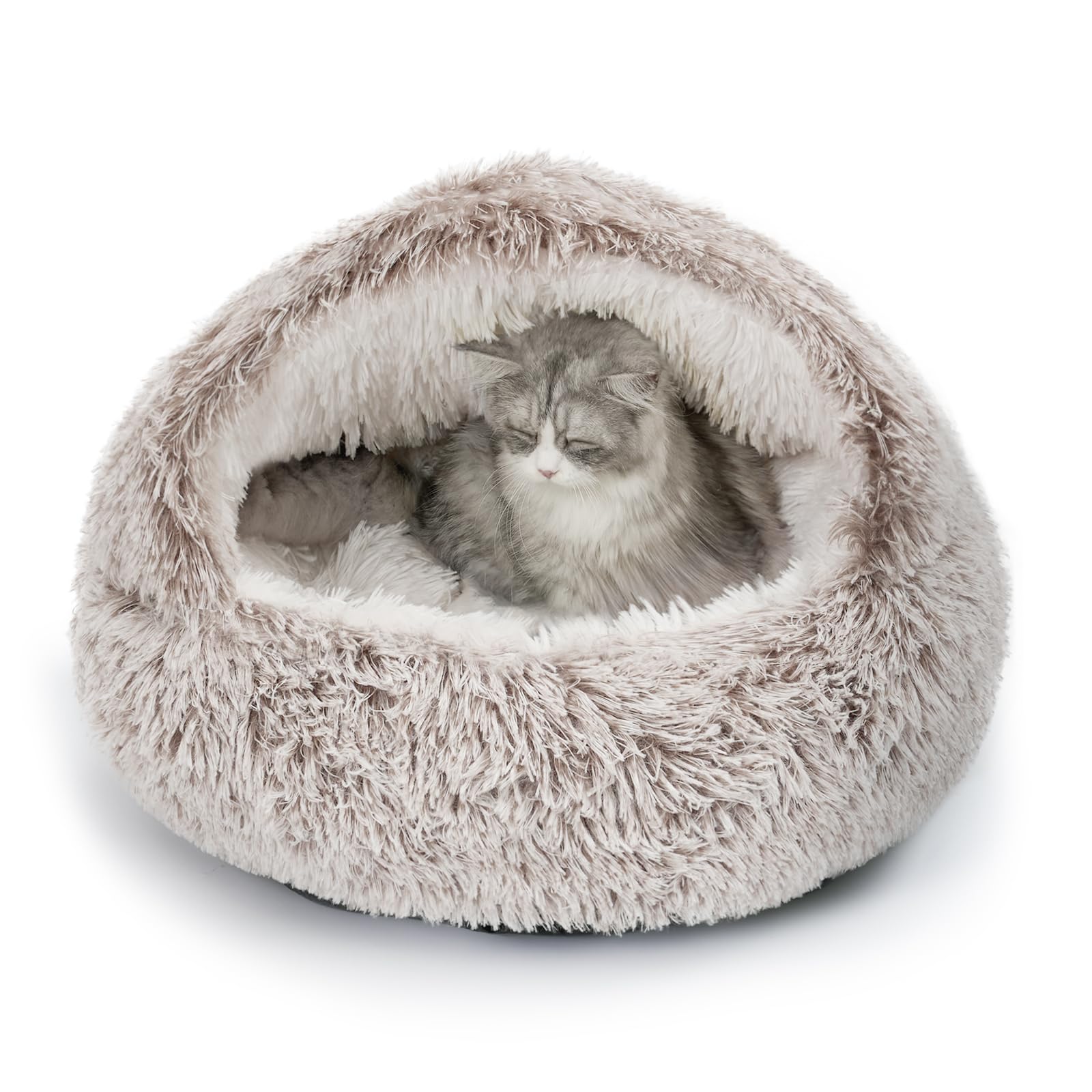 CATISM Cat Beds Cat Bed Pet Bed for Indoor Cats Large Cave Dog Bed Washable Non-Slip Cat Nest Pod Windproof Cat Nesting Bed 50cm Half Moon?