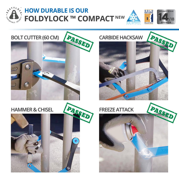 FoldyLock Compact Folding Bike Lock - Award Winning Patented High Security Cut Proof Bicycle Lock - Heavy Duty Anti Theft Smart Secure Guard with Key