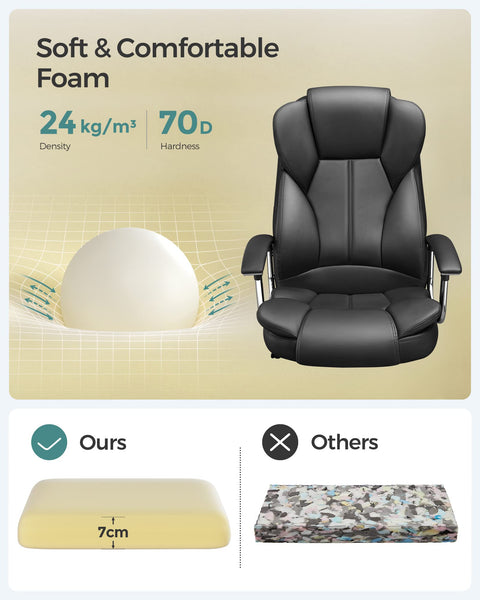 SONGMICS Office Chair, Desk Chair, Gaming Chair with Armrests, Swivel Computer Chair, Executive Office Chair, Adjustable Height, Tilt Function, Home Office, Study, Ink Black OBG57BUKV1