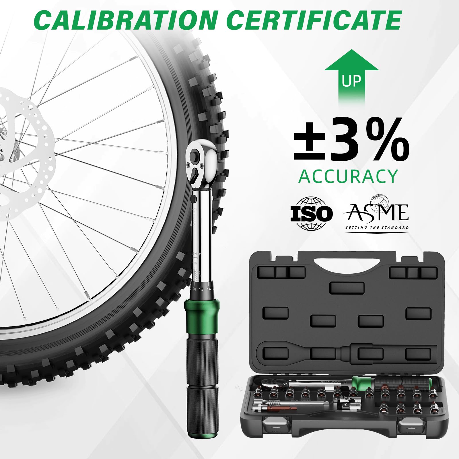 13PCS Bike Torque Wrench Set 3-25 Nm, Small Torque Wrench 1/4 Drive, Dual-Direction Adjustable 72 Teeth, ±3% Accuracy, with Extension Bar, Socket Bits (Hex & Torx), for Mountain Bike, Bicycle Repair