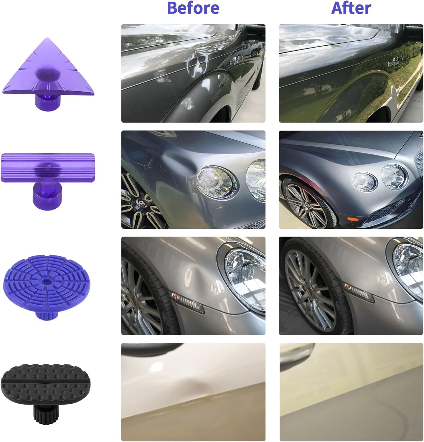 PDR TOOLS 59PCS Dent Puller Kit, Paintless Dent Repair Kit with Adjustable Width Dent Lifter & 100W Glue gun Hail Damage Dent Repair Kit for Auto Dent Removal, Small Hail Damage, Door Ding