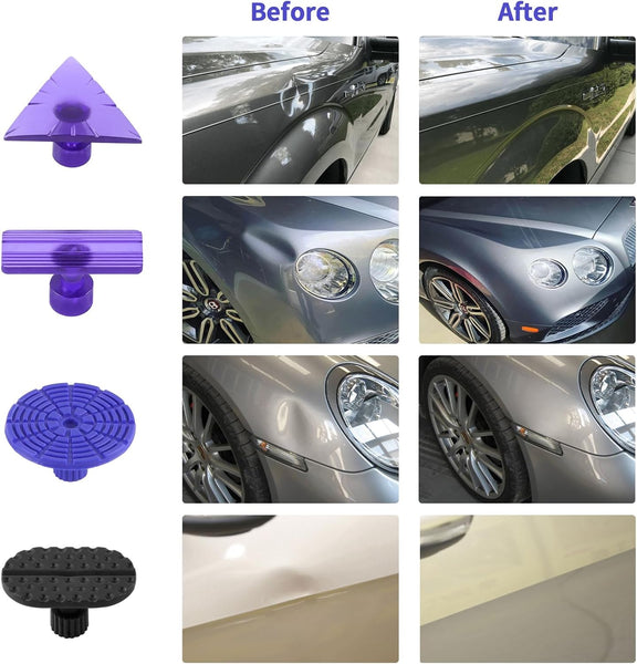PDR TOOLS 59PCS Dent Puller Kit, Paintless Dent Repair Kit with Adjustable Width Dent Lifter & 100W Glue gun Hail Damage Dent Repair Kit for Auto Dent Removal, Small Hail Damage, Door Ding