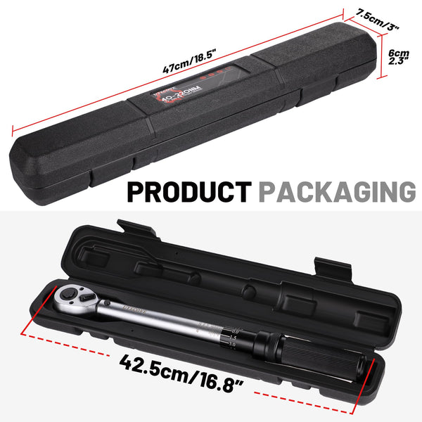 Torque Wrench Set 1/4 5-25Nm, 3/8 20-120Nm, 1/2 40-220Nm, 72 Tooth Dual-Direction Reversible Click Torque Wrenches for Bike Motorcycle, Car, Truck