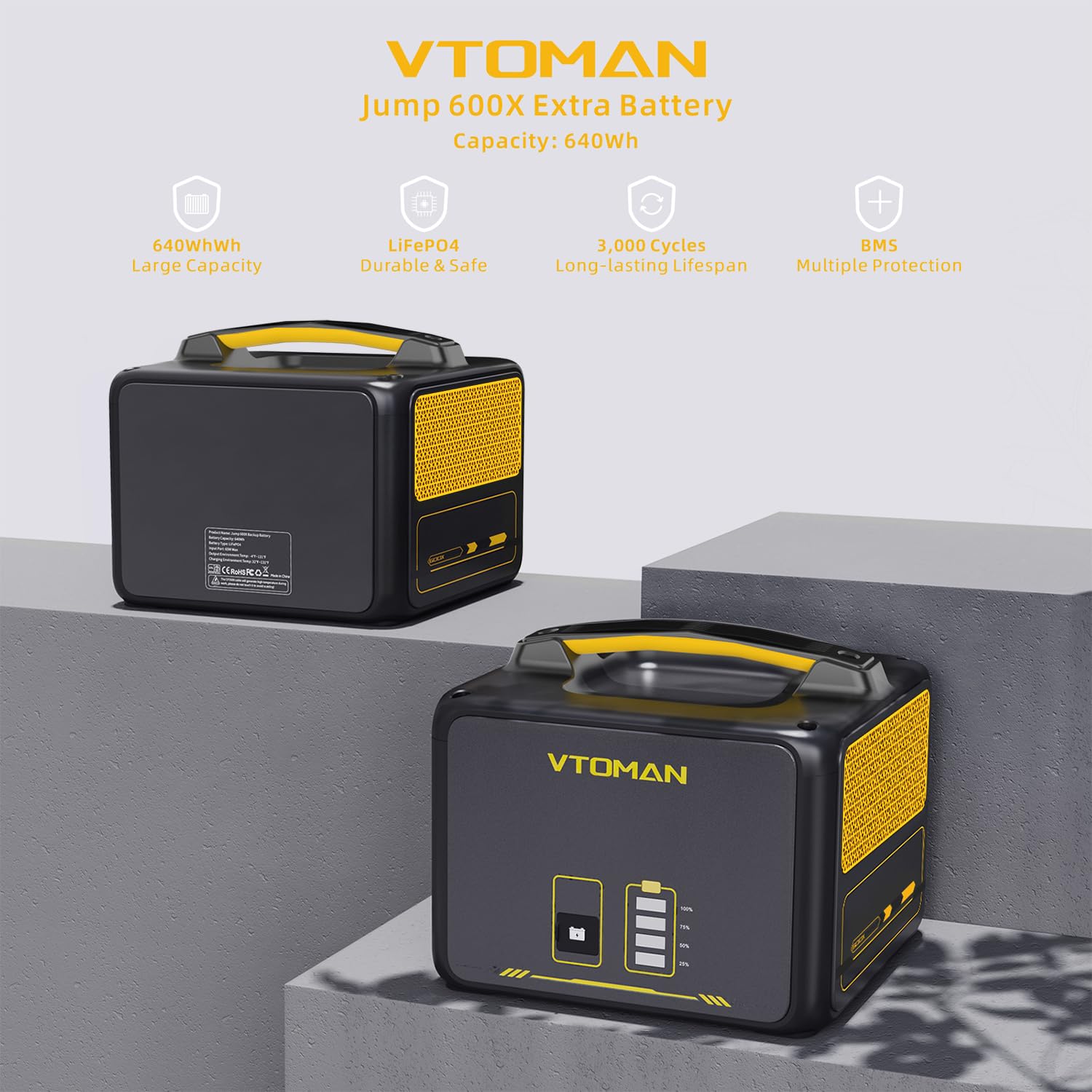 VTOMAN Jump 600X Portable Power Station 600W - 299Wh Solar Generator LiFePO4 Battery Power Station with 600W Pure Sine Wave (Surge 1200W) AC Outlet, PD 60W USB-C, 3x Regulated 12V/10A DC for Camping