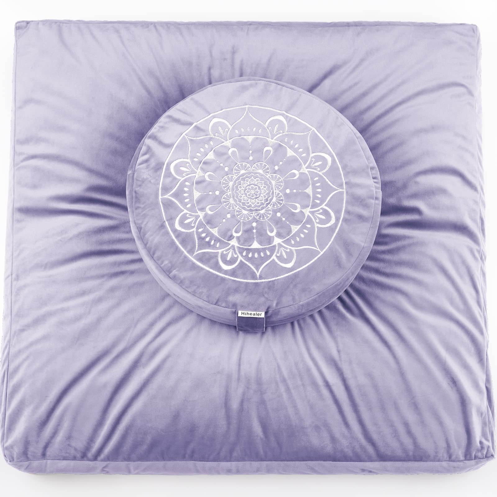Hihealer Large Meditation Cushion and Zabuton Mat Set Meditation Pillow and Zafu Mat for Men and Women (Purple)