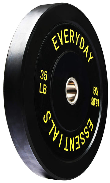 Signature Fitness 2" Olympic Bumper Plate Weight Plates with Steel Hub, 35LB, Single, Black