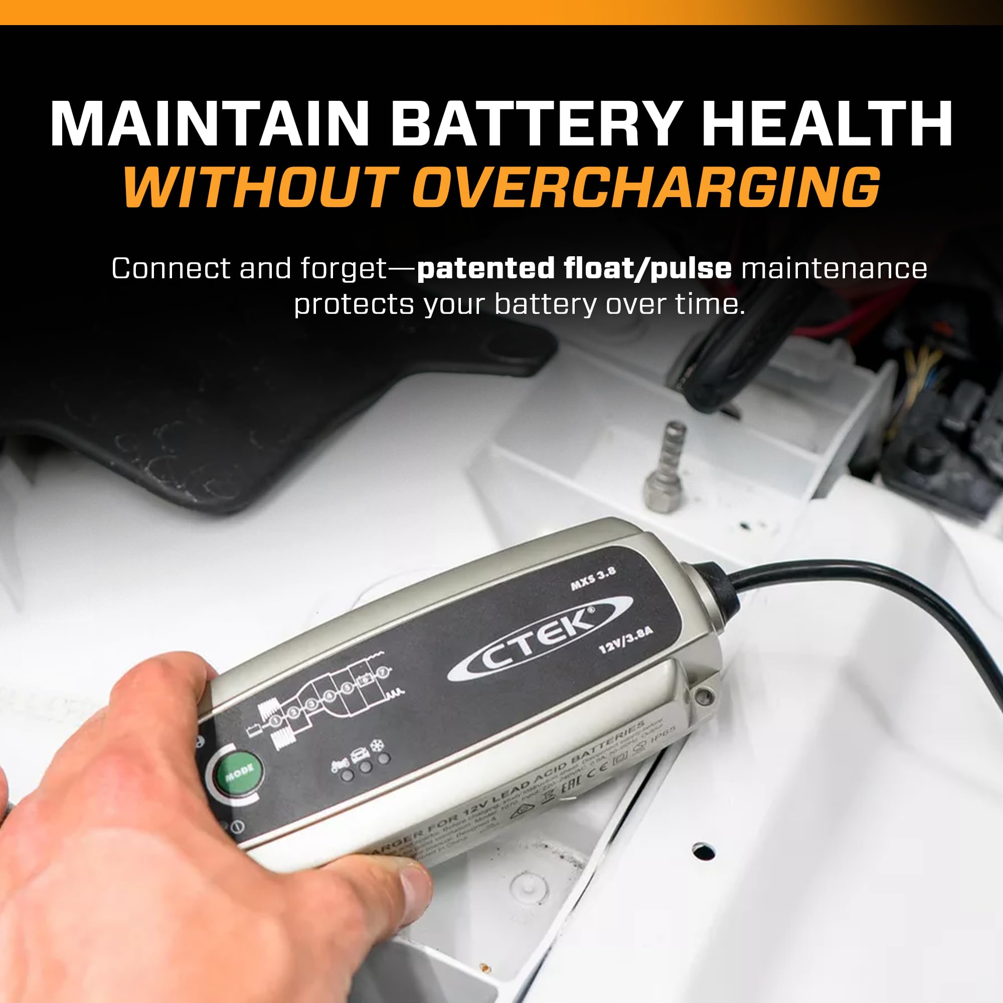 CTEK MXS 5.0 Battery Charger with Automatic Temperature Compensation, Black