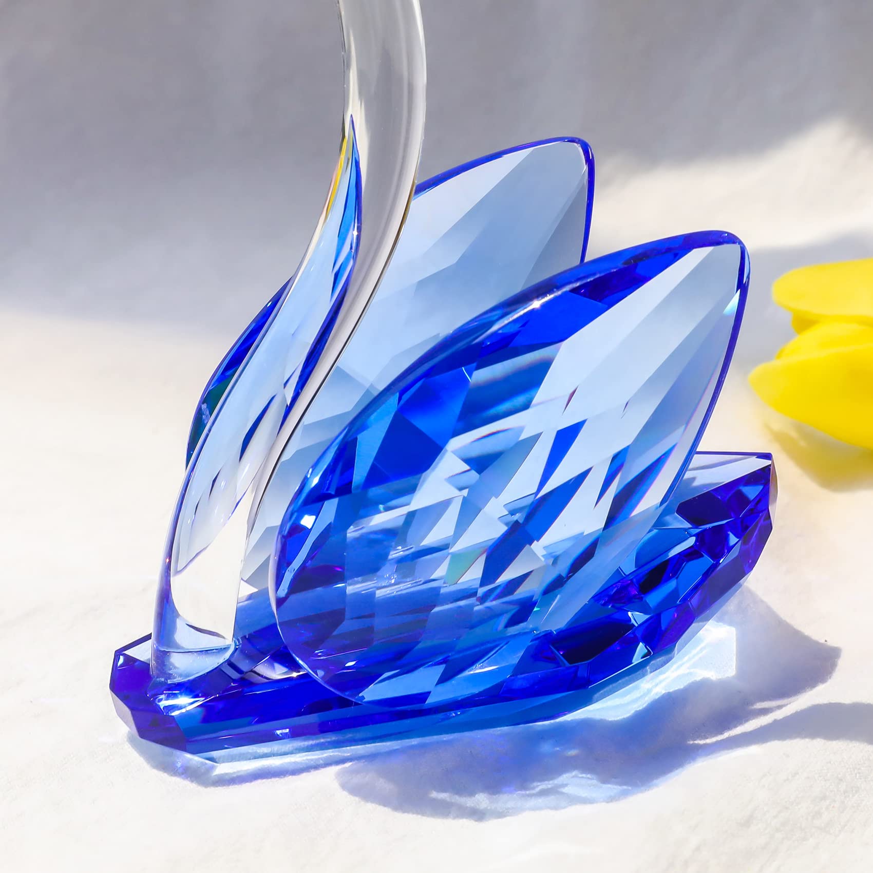 2PCS Crystal Swans Ornaments Gifts for Couple, Glass Figurines Collectibles With Sapphire Diamond 45th Anniversary Wedding Presents for Parents (45